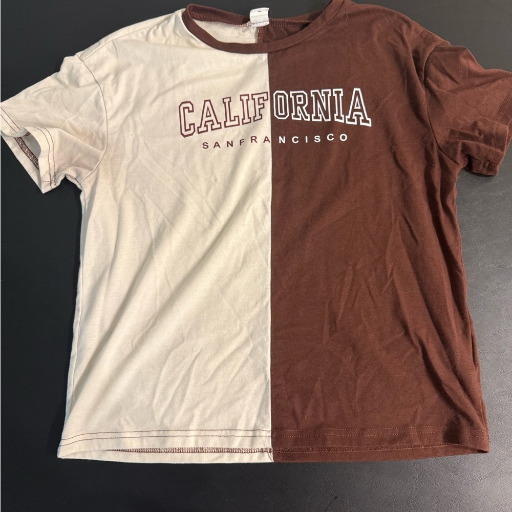 SHEIN California San Francisco Brown and Cream Tee